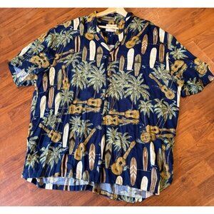 Vintage Diamond Head Sportswear Hawaiian Shirt Rayon Surfboard Ukulele 2XL‎ |L1